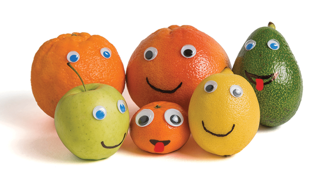 products with funny faces Googly eyes and painted smiles  Different nationalities concept 
