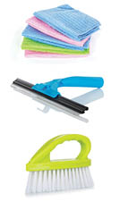 set of Cleaning supplies isolated on white background