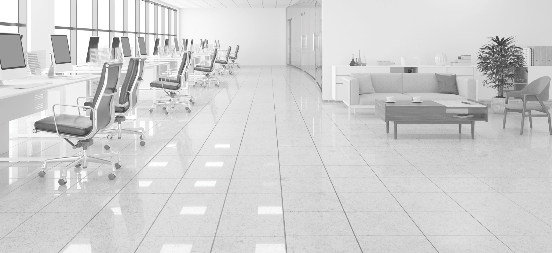 Large modern office with lobby