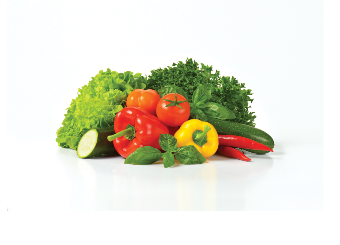 assortment of fresh vegetables on white background