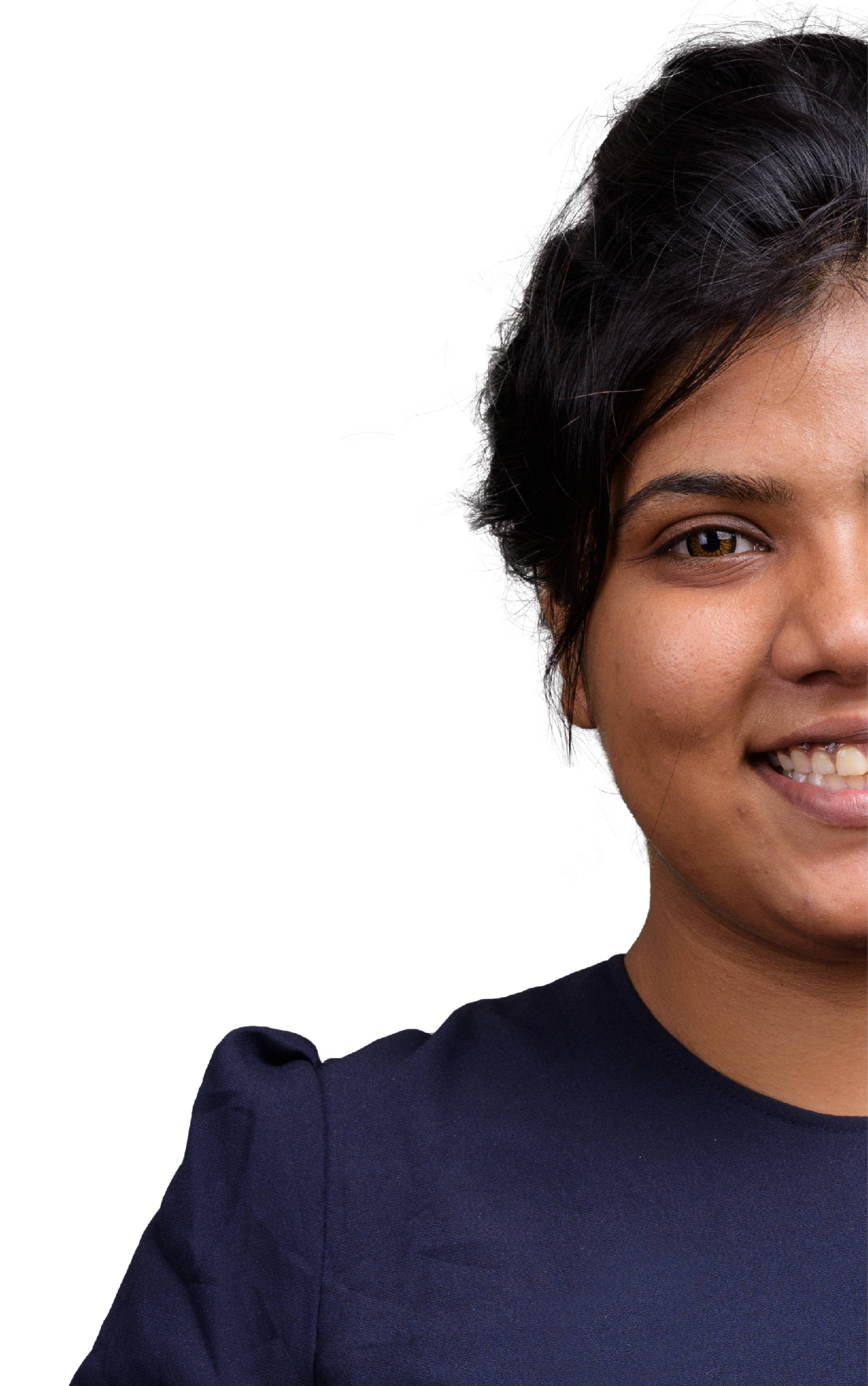 Studio shot of young overweight beautiful Indian woman against gray background horizontal shot